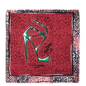 Jimmy Choo Shoe-Print Silk Foulard Scarf